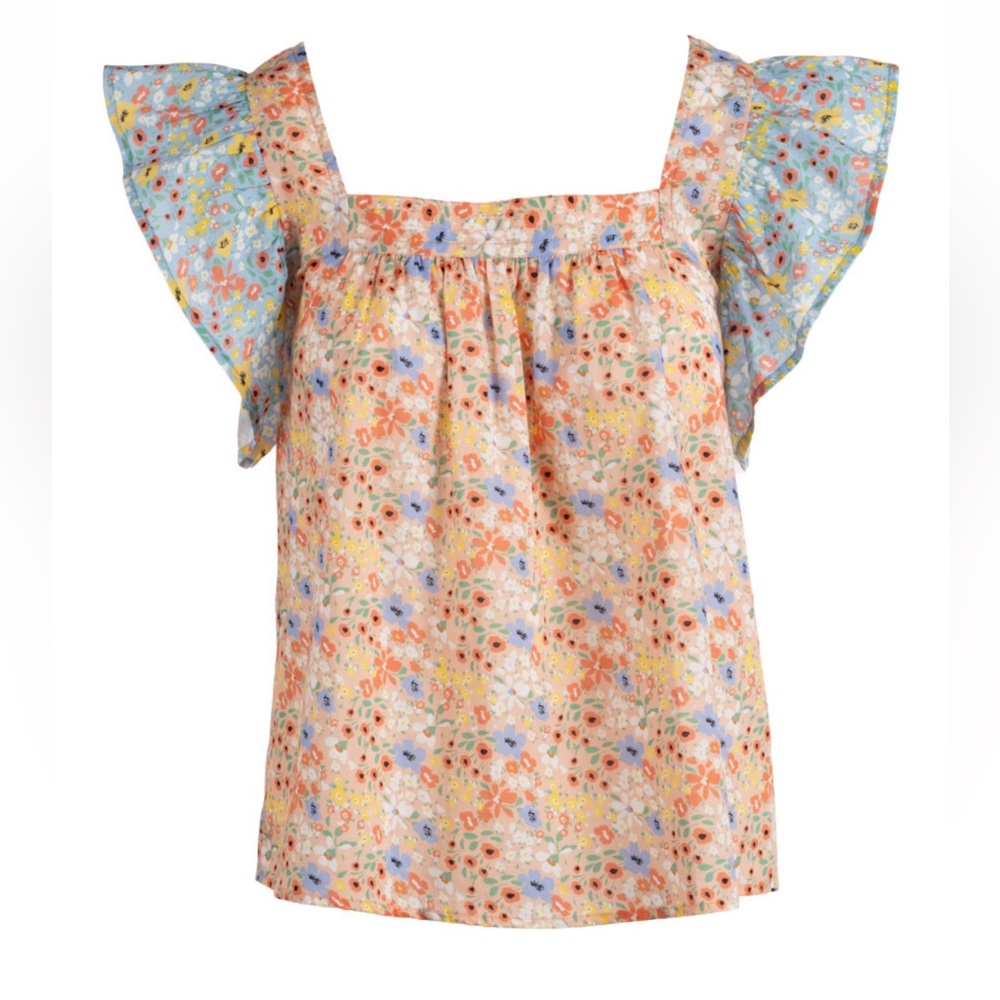 NWT Ophelia & Indigo Floral Honor Top, Size Small